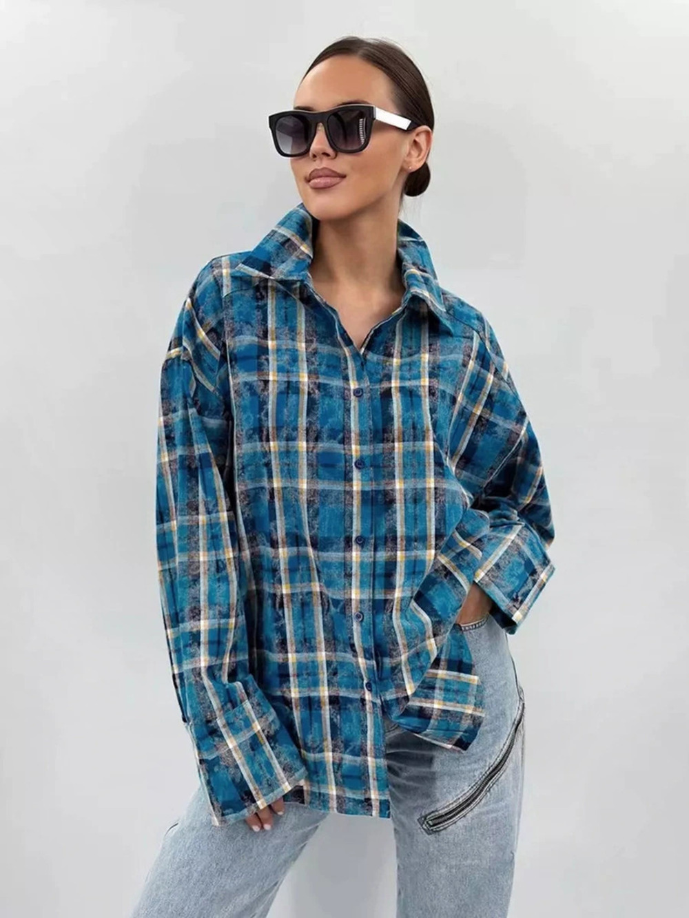 Forever 21 Summer Vintage Washed Long Sleeve Mid Length Overshirt